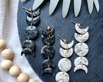 MOON PHASES • Polymer Clay Earrings • Trendy Clay Earrings • Statement Clay Earrings • Halloween Clay Earrings • Moon Earrings