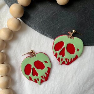 POISION APPLES • Polymer Clay Earrings Lightweight • Trendy Clay Earrings • Statement Earrings • Halloween Clay Earrings • Fall Earrings