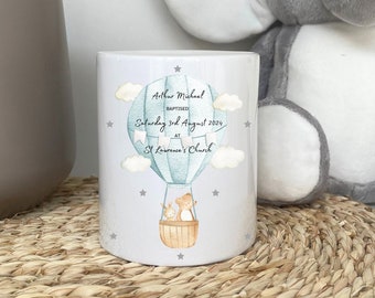 Personalised Money Box - Hot Air Balloon - Personalised gift  - Money Tin - Christening Gifts - Baptism - Baby Keepsake - Gift - New Baby