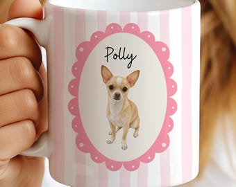 Personalised Watercolour Pet Portait mug with name- coffee/tea cup - Birthday - Gift -  Name coffee mug - Cappuchino - Dog lover - pet decor