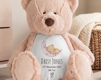 Large Premium Personalised Teddy Bear - New Born Gift - Baby Boy - Baby Girl
