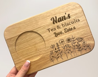 Personalised tea and treats board - Coffee and biscuit board - Gift - Laser Engraved - Mother’s Day gift - Mother Inlaw Gift - Serving board