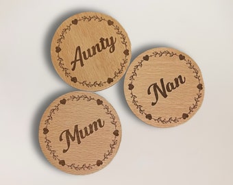 Laser engraved wooden mirror - mum - nan - auntie - Sister - Hen-do - baby shower - wedding