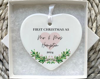 Personalised First Christmas as Mr & Mrs Bauble - First Christmas Married Ornament - Personalised Wedding Ornament - Christmas Wedding
