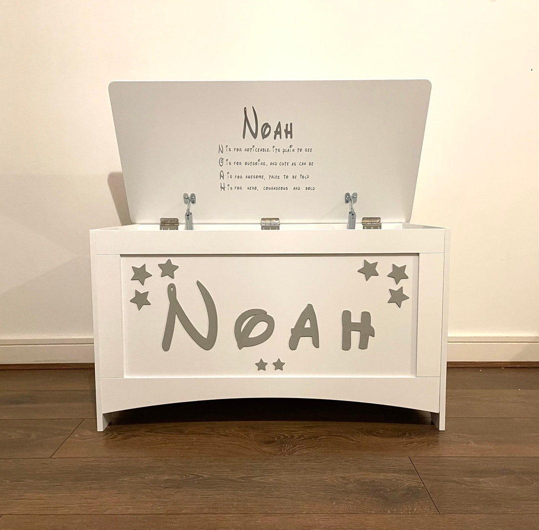 Personalised Toy Chest Toy Box Safety Feature Variety of Designs and