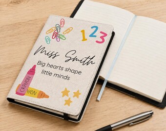 Personalised A5 Notebook - Custom Teacher Gift - Removable Cover - Mr Mrs Miss Name Work Journal