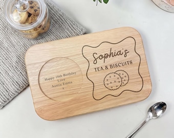 Personalised Wooden Tea and Biscuit Board - Engraved Coffee Tray - Gift for Mum - Gift for daughter - Nanny - Grandma