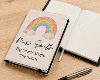 Personalised A5 Notebook - Custom Teacher Gift - Removable Cover - Mr Mrs Miss Name Work Journal
