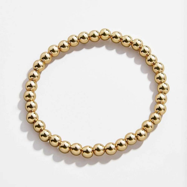 Gold Beaded 18k Gold Filled 8mm, 6mm, 4mm, 3mm Stretchy Bracelet, Stackable Bracelet,  Mix N Match for a Elegant Look