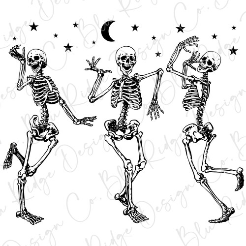 Dancing Skeletons Halloween Direct to Film DTF Transfer Etsy