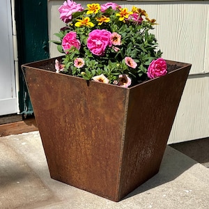 Corten Steel Tapered Square Planter