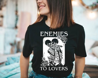 Enemies To Lovers - Skeleton Shirt- Skeleton Halloween Shirt- Spooky Season Shirt- Book Trope Shirt- Bookish Merch- Book Lover Shirt