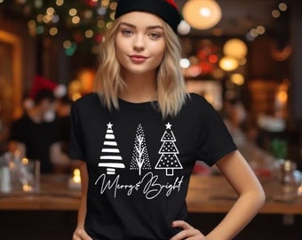 Merry And Bright Christmas Shirt- Womens Christmas Shirt- Christmas Lover Shirt- Holiday Winter Shirt- Christmas Vibes- Holiday Shirt