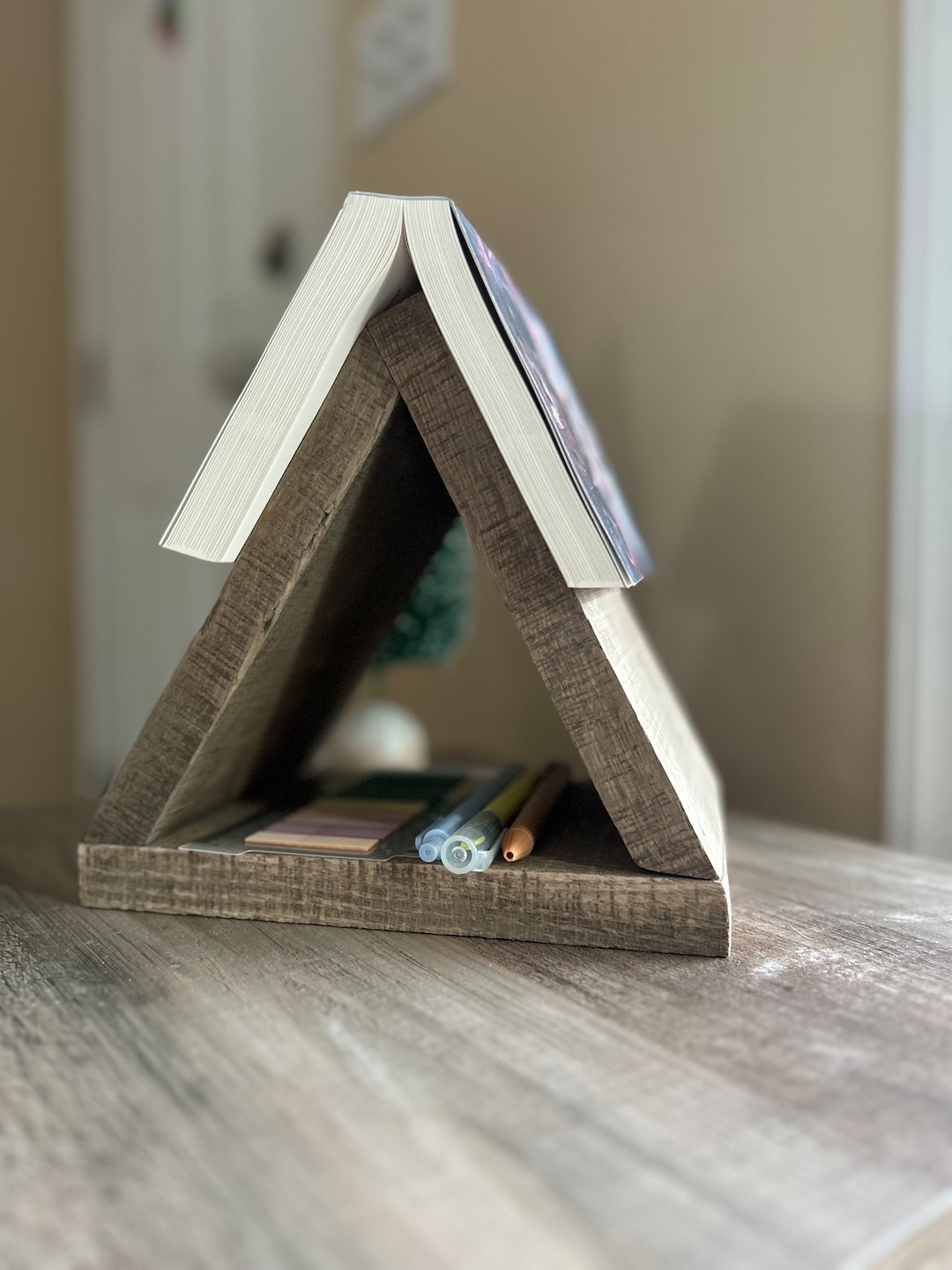 Wooden Book Stand Nightstand Book Holder Book Nook Display Bookish