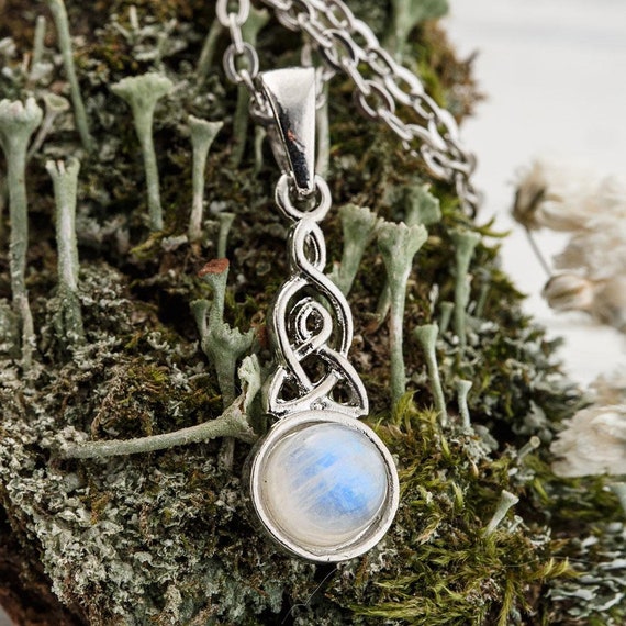 Celtic Knot Moonstone Necklace Etsy