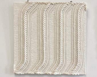 Fiber Art Wall Hanging, Contemporary Art for Modern Home Statement Piece, Handmade, Natural Cotton Rope