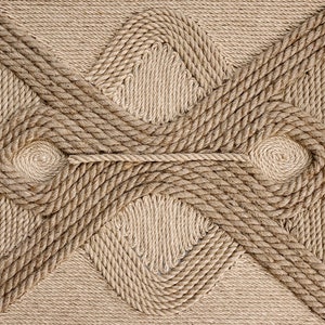 Fiber Art Wall Hanging, Handmade, Natural Jute Rope