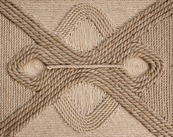 Fiber Art Wall Hanging, Handmade, Natural Jute Rope