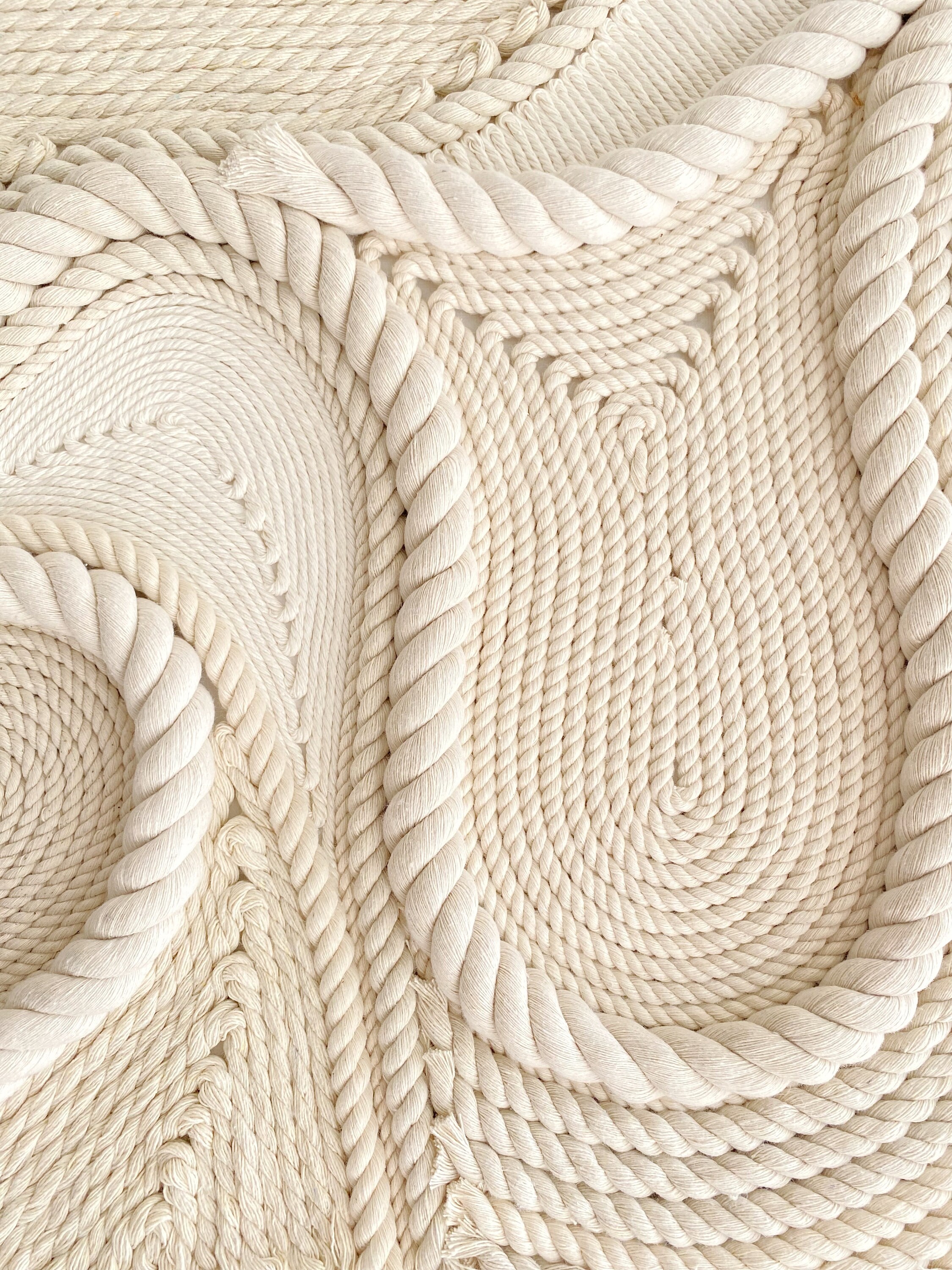 Fiber Art Wall Hanging, Handmade, Natural Cotton Rope