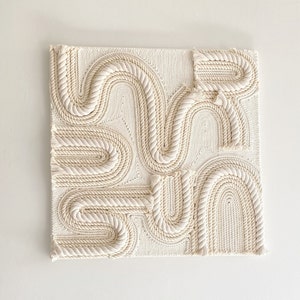 Handmade Cotton Rope Fiber Art Wall Hanging: Modern Coastal Decor