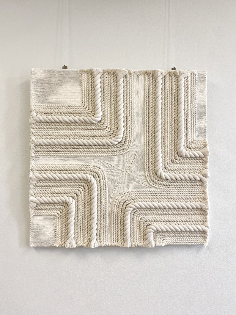 Handmade Cotton Rope Fiber Art Wall Hanging: Coastal Modern Decor - Etsy