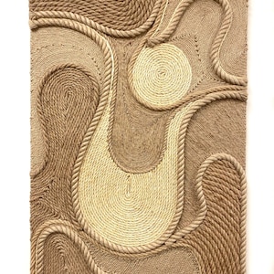 Fiber Art Wall Hanging, Contemporary Art for Modern Home Statement Piece, Handmade, Natural Jute and Sisal Rope