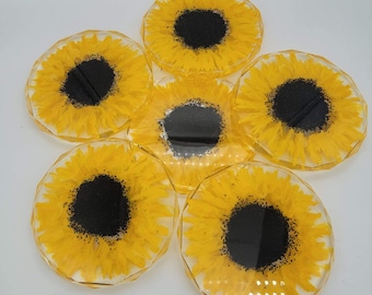 Resin coaster, set of 2 resin coaster sunflower is flower of peace in the ukraine