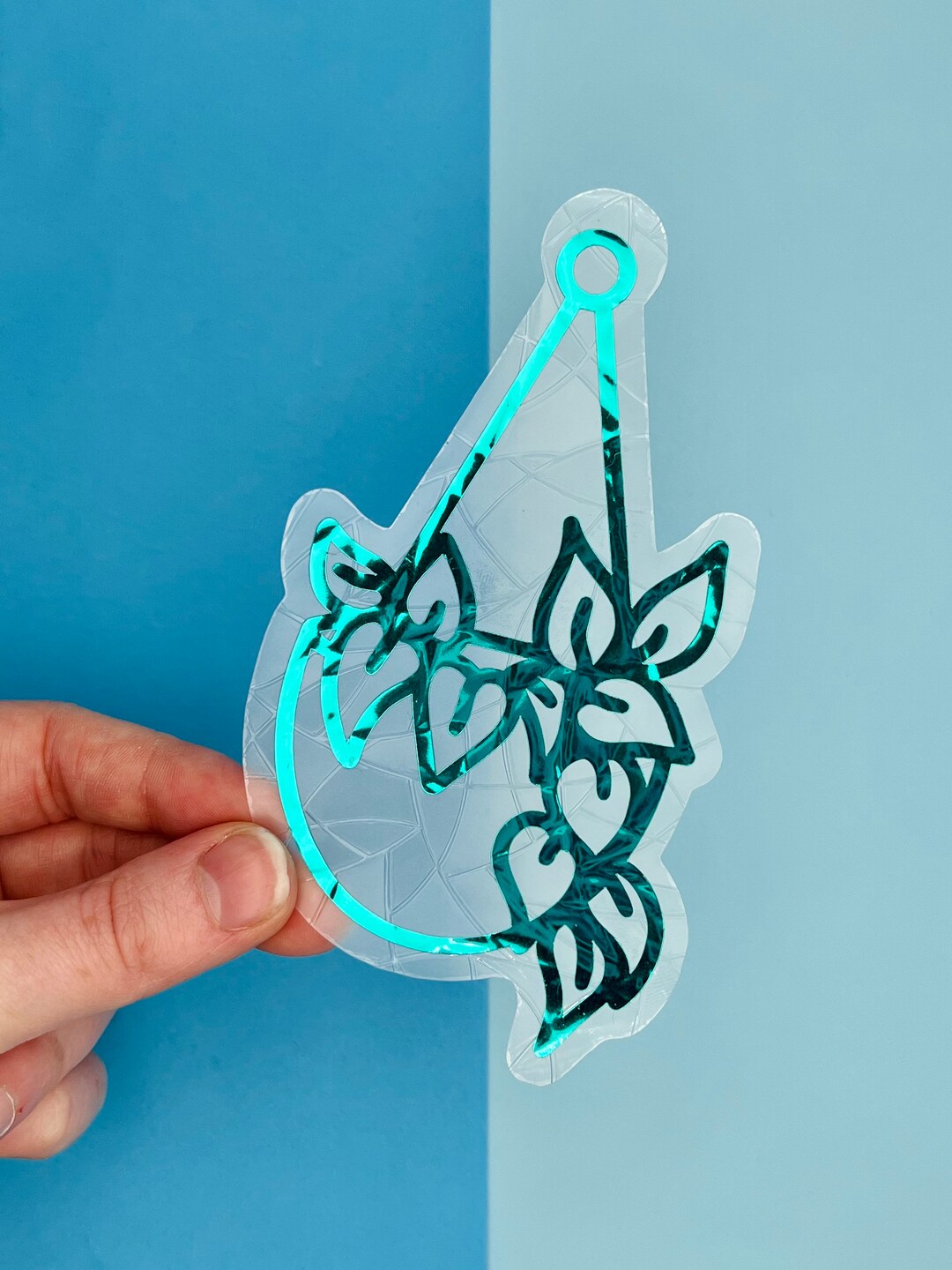 Hanging Plant Suncatcher // Window Decal, Suncatcher Sticker, Rainbow Maker, Window Sticker
