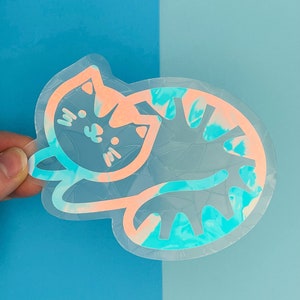 Tabby Cat Suncatcher // Window Decal, Suncatcher Sticker, Rainbow Maker, Cat Window Sticker, Suncatcher Sticker, Window Art