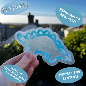 Dinky the Stegosaurus Suncatcher Decal // Rainbow Window Cling, Dino ...