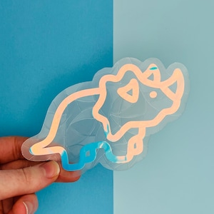 Ed the Triceratops Suncatcher Sticker: Dinosaur Rainbow Maker Window Decal