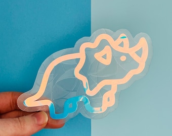 Ed the Triceratops Suncatcher Sticker: Dinosaur Rainbow Maker Window Decal