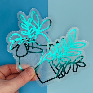 Potted Plant Suncatcher Duo // Suncatcher Sticker, Window Decal, Rainbow Window Sticker, Plant Suncatcher, Rainbow Maker, Nature Sticker