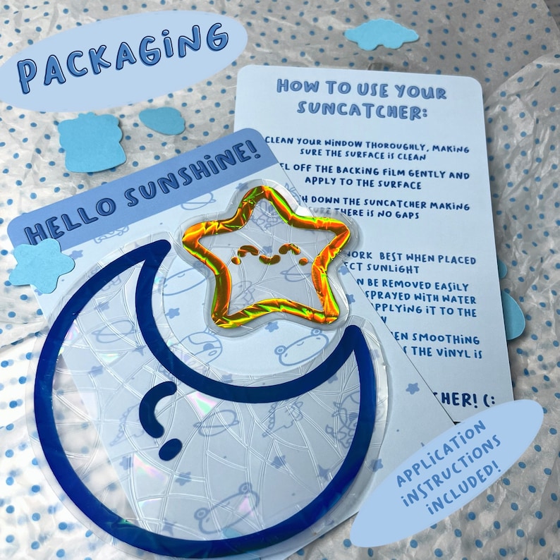 Moon and Star Suncatcher Set // Suncatcher Sticker Window Etsy UK
