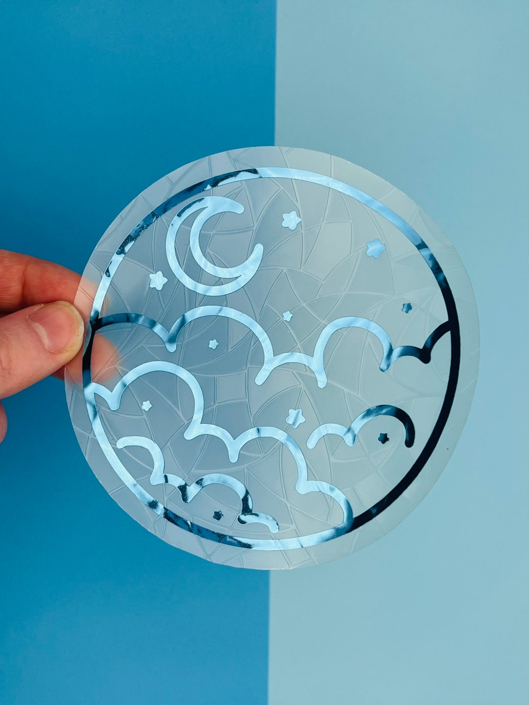 Cloudy Skies Suncatcher // Window Decal, Suncatcher Sticker, Rainbow Maker, Celestial Window