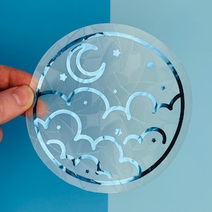 Cloudy Skies Suncatcher // Window Decal, Suncatcher Sticker, Rainbow Maker, Celestial Window Sticker, Suncatcher Sticker, Window Art
