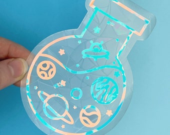 Planet Potion Suncatcher Sticker: Space Rainbow Maker Window Decal