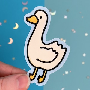 Pegatina individual de Stan the Goose, pegatina de ganso, pegatina troquelada, pegatinas de animales, pegatina adorable, pegatina brillante, ilustración digital