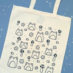 Froggy Friends Tote Bag:  Cotton Canvas Frog Design