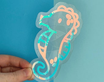 Seahorse Suncatcher Sticker: Sealife Rainbow Maker Window Decal