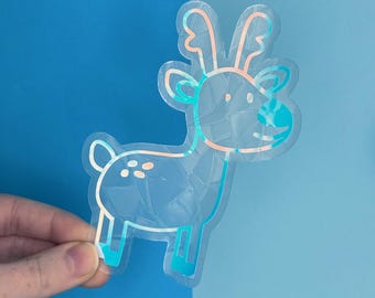 Reindeer Suncatcher Sticker: Christmas Rainbow Maker Window Decal