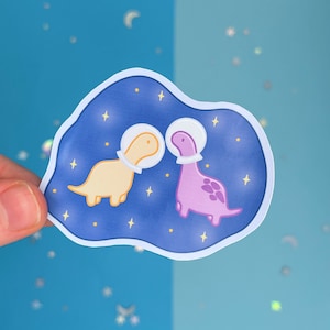 Space Dinos Glossy Sticker: Dinosaur Die Cut Sticker