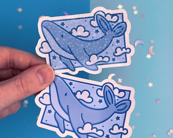 Celestial Whale Glossy Sticker: Ocean Die Cut Sticker
