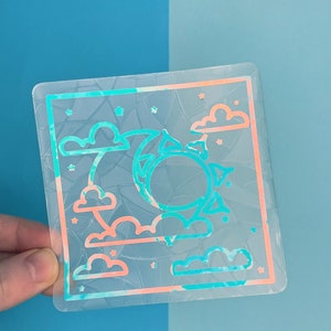 Celestial Bodies Suncatcher // Suncatcher Sticker, Window Decal, Rainbow Maker, Rainbow Window Sticker, Window Art, Celestial Sticker