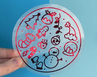 Winter Doodles Suncatcher Sticker: Christmas Rainbow Maker Window Decal