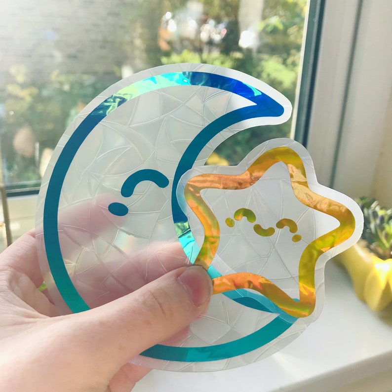 Moon and Star Suncatcher Set // Suncatcher Sticker Window Etsy UK