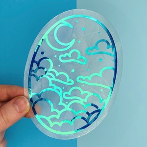 Midnight Skies Suncatcher // Window Decal, Suncatcher Sticker, Rainbow Maker, Celestial Window Sticker, Suncatcher Sticker, Window Art