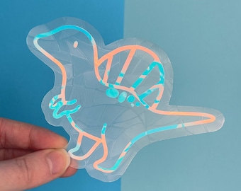 Doris the Spinosaurus Suncatcher // Window Decal, Suncatcher Sticker, Rainbow Maker, Dinosaur Window Sticker, Suncatcher Sticker