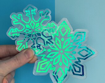 Snowflake Duo Suncatcher Set //Suncatcher Sticker, Window Decal, Rainbow Window Sticker, Festive Sticker, Christmas Decor