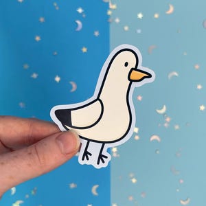 Pegatina individual de Steve la Gaviota, pegatina de vida marina, pegatina troquelada, pegatinas de pájaros, pegatina adorable, pegatina brillante, decoración de pájaros